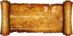 Maczinger Gyula névjegykártya